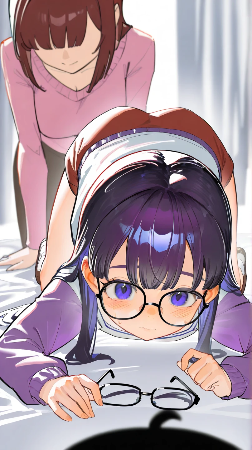 masterpiece, highest quality, 1 girl,beidoudef, moist skin, detail skin, , camel toe, Tank top, ghibli style, (blush:1.2), (anger:1.1) squat, barefoot, (messy room:1.2), camel toe, cowboy shot, Glasses, short hair, black eye, black hair, , Because I'm slender, Sweat, Wet, Sweat body, Wet clothes, See through, on the floor, 1girl,masterpiece, expensive quality, very_expensive_solve, big_file size, full color,(completely nude:1.2),pussy,niplles,(vaginal sex:1.2),(toddler:1.6),(chibi:1.3),(flat chest:1.5),