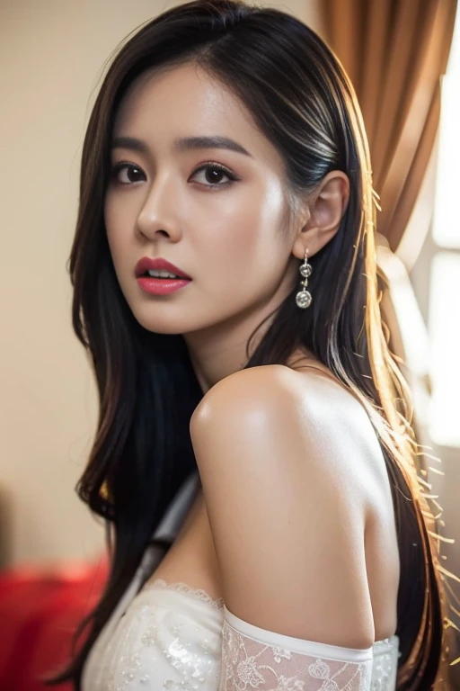 (masterpiece:1.2), ultra detailed, ultra high res, (realistic, photo realistic:1.37), high detail RAW color photo, professional photograph, an extremely delicate and beautiful, extremely detailed, finely detail, huge file size, extremely detailed beautiful girl, extremely detailed face, extremely detailed eyes, extremely detailed skin, extremely detailed nose, extremely detailed mouth, perfect anatomy, highly detailed background, (a famous actress of Japan:1.2), (gyaru:1.1), (flat chest), Dynamic lighting, (full body:1.3), (sweater:1.2), bare shoulders, midriff peek, (side boob:1.3), nsfw, sitting on bed,