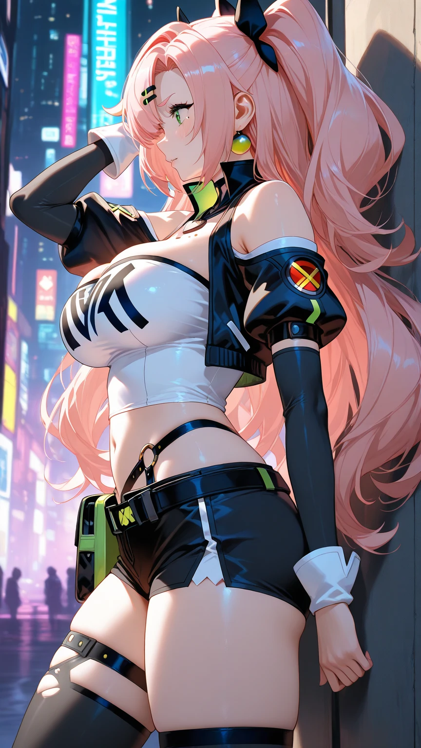 (best quality,highres:1.2),ultra-detailed,realistic,photorealistic:1.37,a beautiful girl (Anby Demara - Zenless Zone Zero) model in a pop style,18 years old,long legs,medium breasts,extremely detailed face (with emphasis on azure eyes),She is dressed in provocatively erotic outfits that emphasize her slender sexy body,bent down, lifting her ass to the top,more sexy pose,illustration,colorful pop art style,dynamic lighting,neon colors.Nsfw