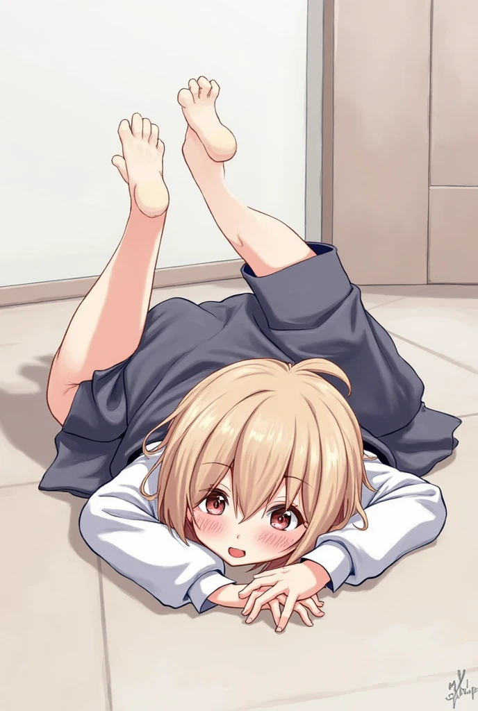A angel dressed single adult girl and she have cat style short brided light brown colour hair.
