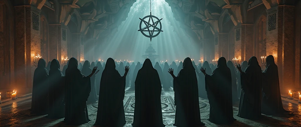 PENTAGRAM ON FIRE DURING BLACK MAGIC RITUAL.