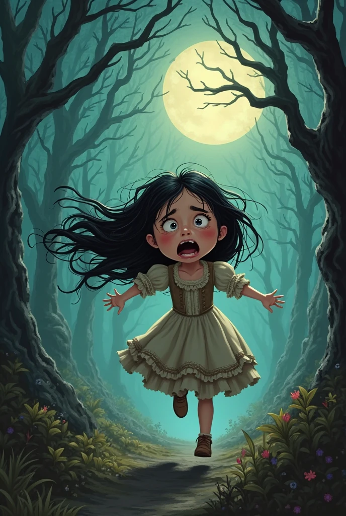 Drawing from the movie "La Llorona" in cartoon style, where she is crying (without many details)