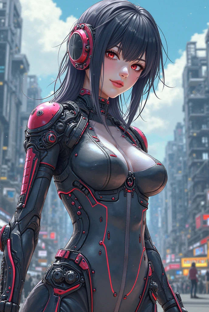 ((seductive girl:1.2))、((cyberpunk:1.2))、((Futuristic:1.2))、((huge breasts))、((huge hip))、Combative posing, Depiction of dense hair, Detailed eye depiction, Center, Costumes with less fabric area, and draw the full body, Precise human body structure、((Glossy realistic skin texture))、((shiny skin))、masterpiece, ultra-detailliert, 8k, hiquality, Top image quality, Smooth texture、watercolor