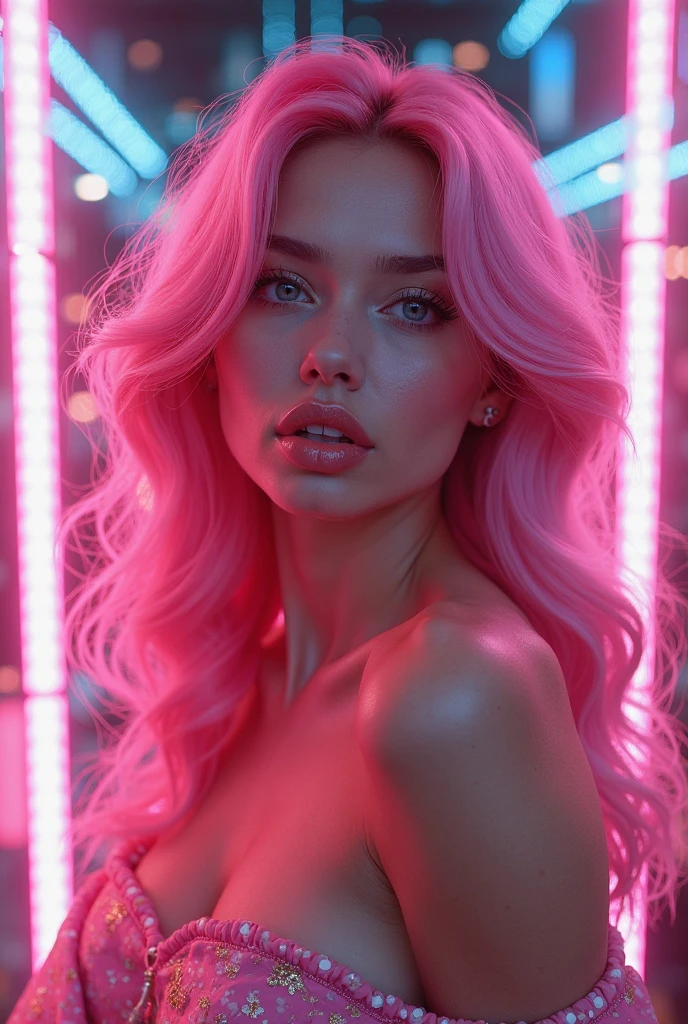(((ultra realistic))) Photo, masterpiece, top quality, (Pale skin), (Ultra detailed face and eyes..:1.2), 1 girl, adult, ((naked, ((very heavy eye makeup, pink mascara)), ((labios falses detallados)), ((pink wavy fur)), ((stylish hairstyle)) , (({huge|gigantic|big|huge|Mega|false} old)), (Thin waist). ((escote muy big)), Photoshoot, (Suave) switched on, (The game of lights and shadows.), depth of field, bokeh, (Special attention to leather details..: 1.2), (Atención especial al tamaño de los old huges.: 1.2), (Special attention to the size of extra tight clothing..: 1.2), (special attention to ultra soft old: 1.2), detailed texture, skin pores, oily skin. (Erotic frame atmosphere... Color range: violet, rosa, Tons), DR, ((film grain)), ((Heavens)), (Glare), ((whole body)) , ultra detialed,