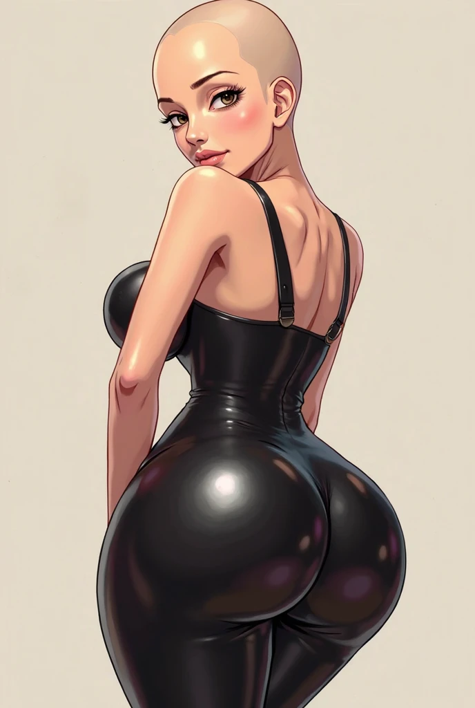 short brunette short curly hair busty with giant ass naked with penis