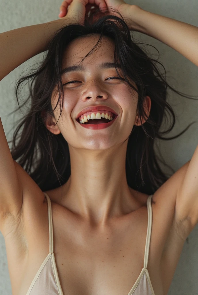 (((Browsing Caution)))、8k、RAW Photos、Highest quality、High resolution:1.1、Realistic、Photorealistic:3、Surreal Skin、Surreal body、((Full nudity))、I am sweating:3、Has pores、Laughter、dim、Simple background、There are blood vessels、Ultra-detailed skin、Super-detailed body、Slut、It gives me goosebumps、It gives me goosebumps
