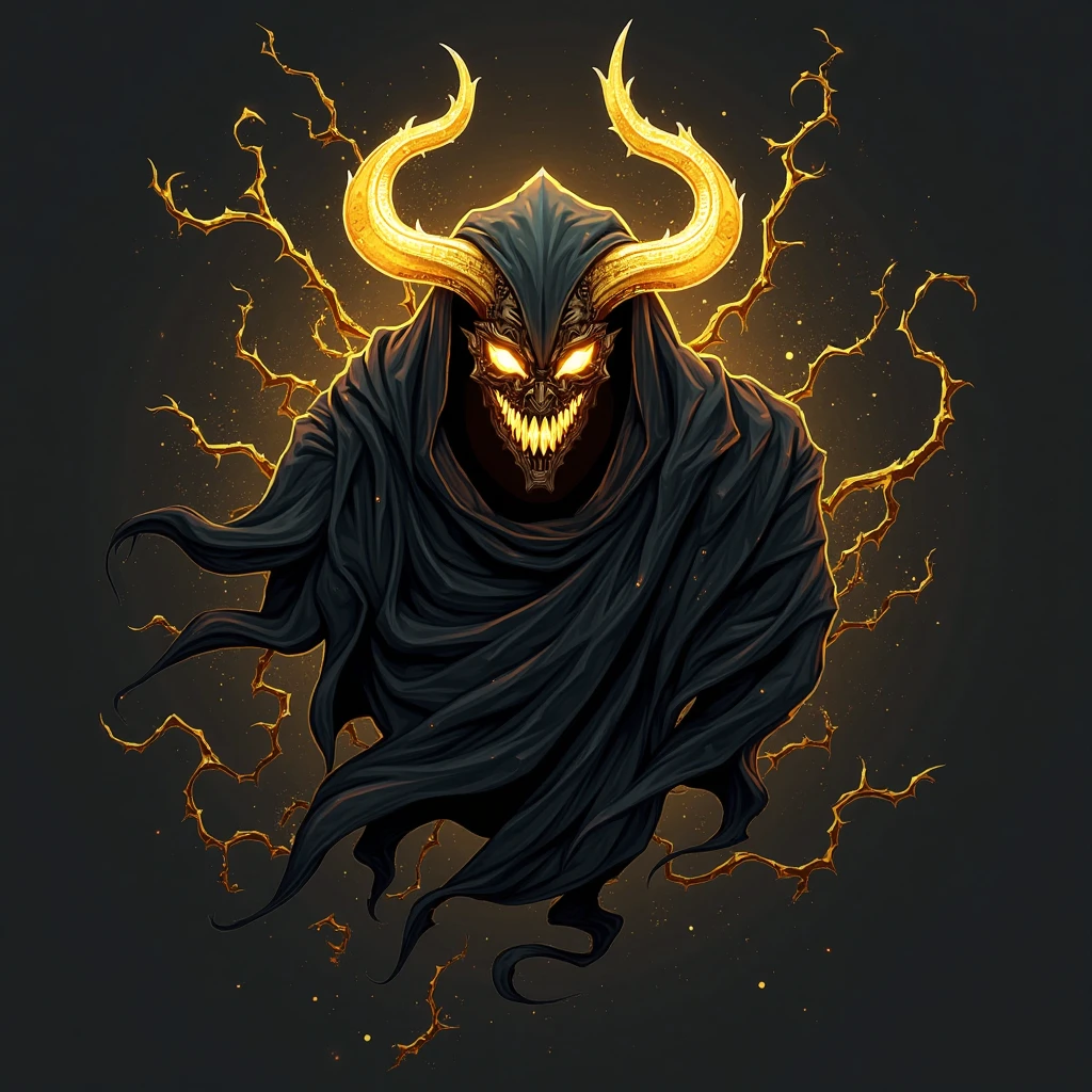 I want an icon , that represents someone being consumed by darkness, with skulls, curse, surrounded by a silhouette, I want an icon , that represents someone being consumed by darkness, curse sombrio