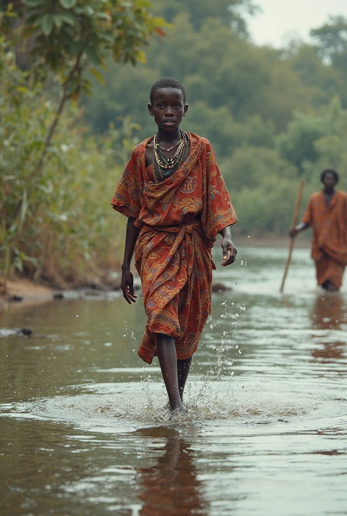 african boy looking at the river