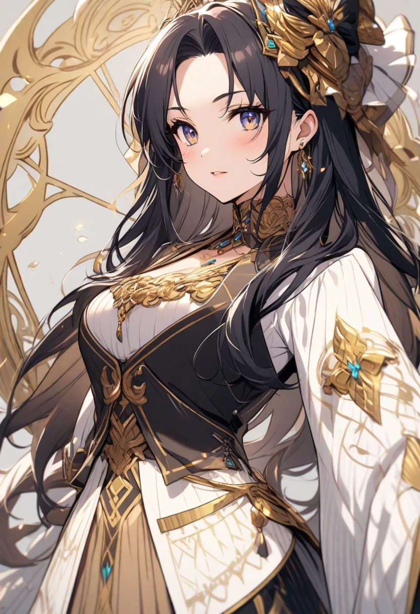 (full HD 4k quality) 1 girl, Brazilian Empress, jewelry, Captivating smile, raven hair