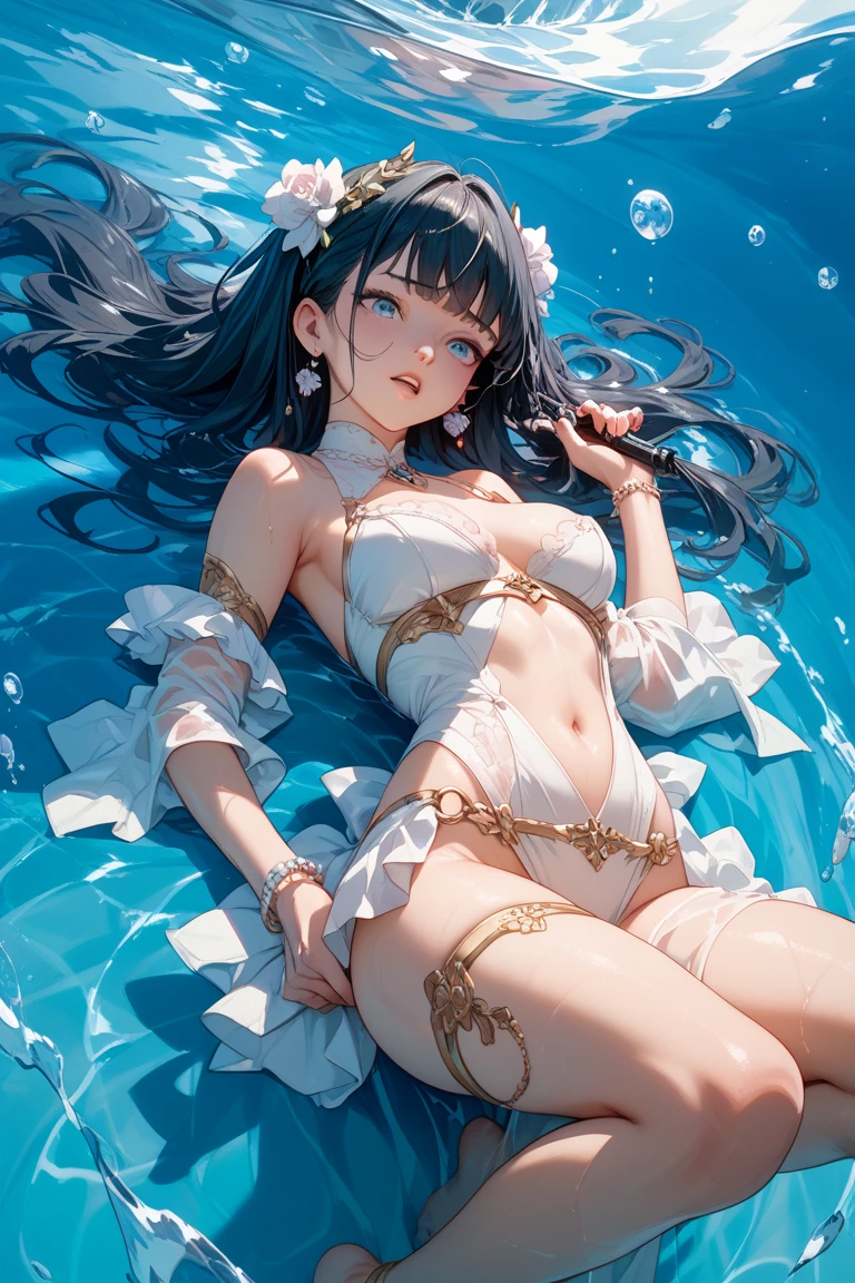 (Masterpiece), (extreme), (Ultra detailed), (Landscape), (No One 1.5), an ocean full of pearls, floating in the sea with pearls of different sizes, shimmering softly