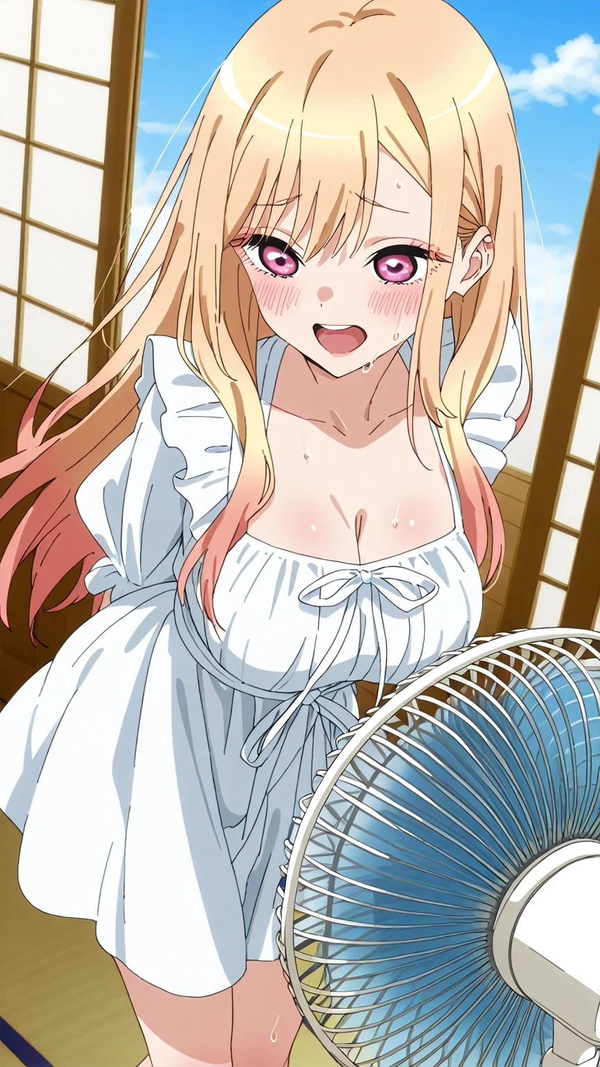   estilo de arte anime moe, garota sexy, peitos grandes, garota fofa, 4k, cores vivas, cores vibrantes, luzes e reflexos, fanart de alta qualidade, face seduction, olhar encantador, sorrinso, garota sensual, fundo de floresta, garota em um campo florido, grama e flores