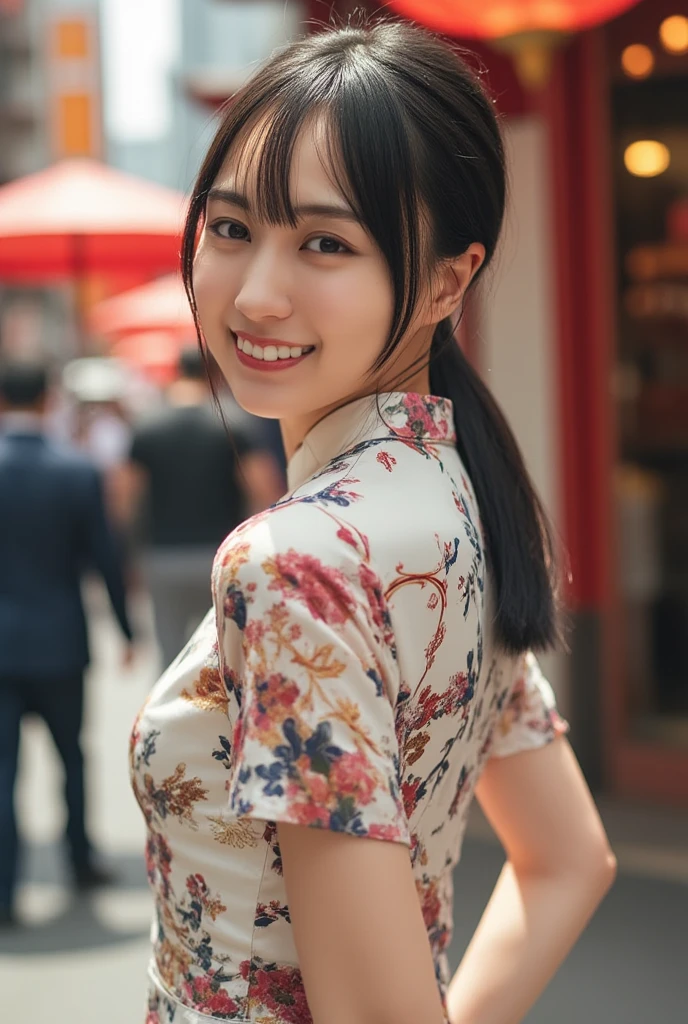(((Dressing:1.8))), ((Dress up reliably:1.8)), (((pantie shot:1.8))), (((Show the camera everything about your panties:1.8))), ((Lifted skirt:1.8)), (((qipao dress:1.8, Panties with a small area:1.5))), ((Chinatown:1.8)), ((Smiling smile:1.8)), 1girl in, 独奏, 18year old, 7headed body, Ideal ratio body proportions, erectile nipple, short-hair, A dark-haired, With bangs, small tits, A slender, Small buttocks, beauty legs, Skinny Legs, surrealism, Cinematic lighting, depth of fields, One-person viewpoint, F/1.8, 135 mm, nffsw, masutepiece, ccurate, ((Anatomically correct:1.3)), Textured skin, Super Detail, high details, High quality, awardwinning, Best Quality, hight resolution, 8K