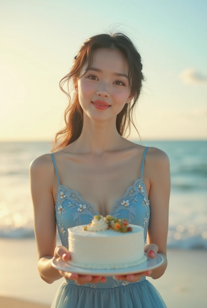 
8K、RAW Photos、Highest quality、Super detailed、Super Resolution、Ultra HD、8K壁紙、Amazing details
(((Blue, white and yellow floral bikini swimsuit)))
(((((Starbucks)))))、(((((Cafe table with ocean view)))))((((((Eat cake、Drink coffee、smile)))))、(((Heart Necklace、Gold bracelet)))
((((Emphasize cleavage))))
((((Full body photo、The whole body is visible、Full body portrait))))
