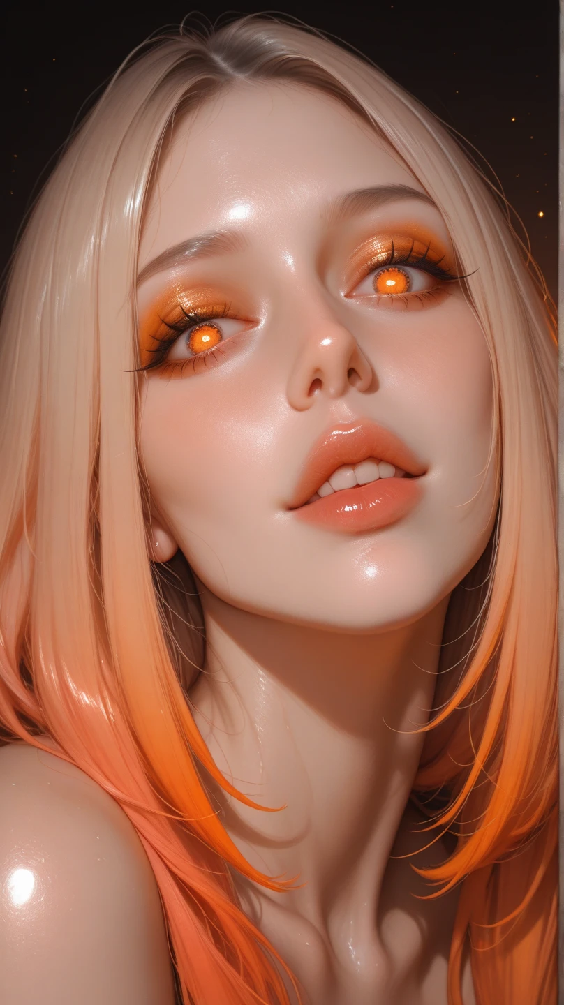1girl, solo, sharp nose, (reddish mouth:1.1), (blush), eye-catching lips, shonen style, (pale skin), (pink eyes:1.2 | orange eyes:1.3), (wide smile:0.5), wide eyes, (neon lighting:0.3), (scenery park, sky), daylight, cinematic lighting, (underboob:0.9), (blue skirt), (pink hair:1.4 | orange hair:0.9), short hair, bangs, drill hair, ahoge, (crop top blue | white), ((bottom-up point of view)), (thin face), ((sharp focus)), (((masterpiece))), (detailed clothing:1.3), (detailed body:1.2), ((perfect face)), ((perfect nose)), ((perfect eyes))