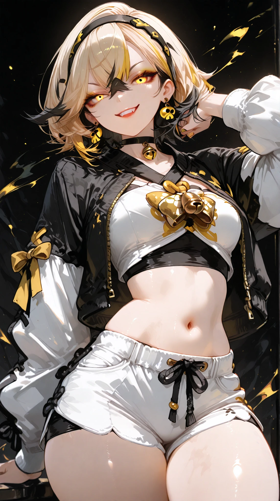 young boy, blonde hair, Bob hairstyle, blue eyes, black skintight clothes, Gold Chains, Cat's ears, Masterpiece, hiquality