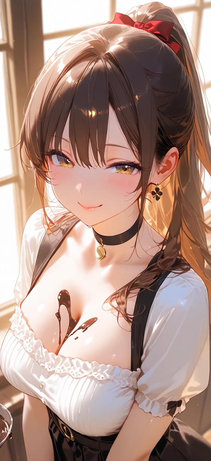 masterpiece, top-quality, 1girl in,Elzhda Rina, Brown-haired side hair、Semi-short back hair、a purple eye(Heart shaped pupils) 、Bird hat、A sexy、Bedroom background、fullnude、GCup Breast、red blush、Happy face、Only the upper body is visible、Courtship action、It is dripping with the mouth open and the tongue sticking out、a closeup