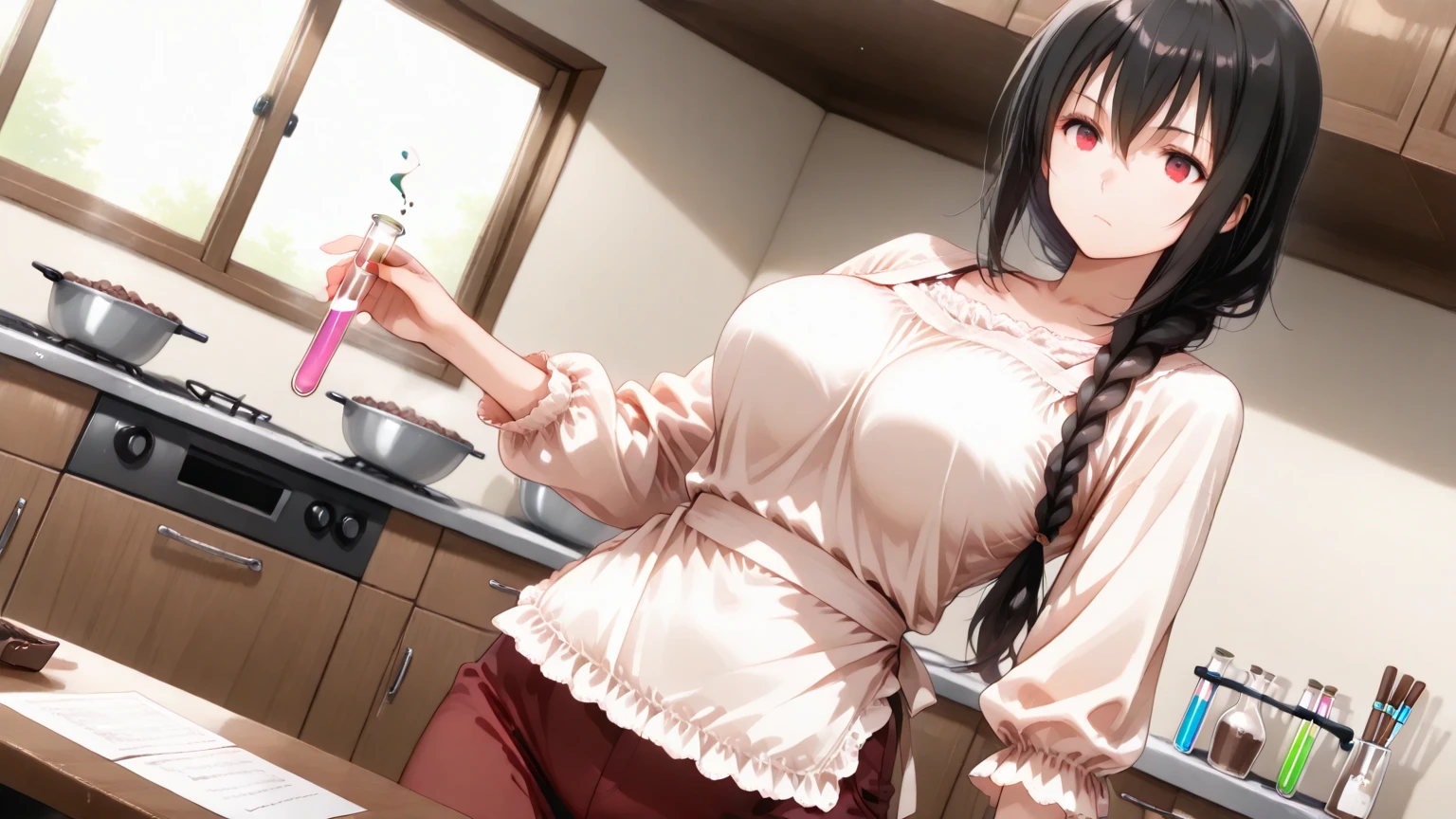One Woman、One Man、The man is looking up her skirt、Beauty、Chinese Style Uniform、Chinese restaurant、A large number of guests、Lewd store clerk、restaurant clerk、Age 25、Looking down at the viewer, ponytail, Highest quality, Focus on the thighs, smile,panties、Plump thighs、Big Ass、Big 、 Black Hair,My thighs are steaming between the legs 、Sweaty knee-high socks、Angle from directly below、Waiting for cooking、apron、Triangle scarf、Carry dishes、Entice guests、Crotch、The customer is staring at her butt、My butt is grabbed、Feeling convulsions、Obscene sound effects、Naughty sound effects