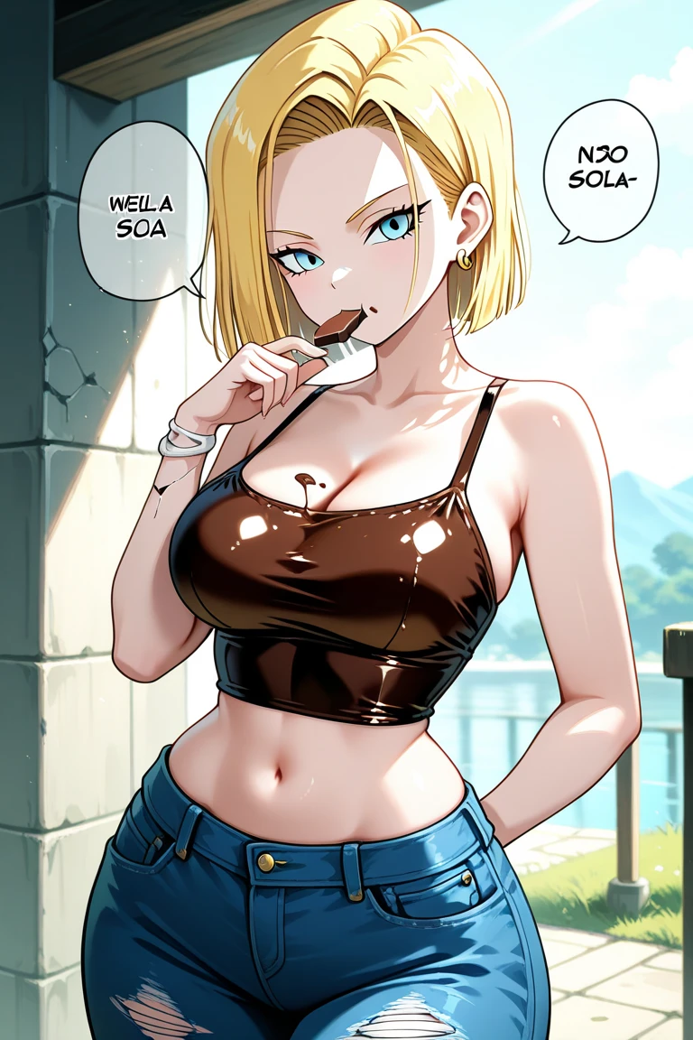 Score_9, score_8_up, score_7_up, score_6_up, score_5_up, score_4_up, source_anime, solo, 1girl, whore, ??????????, cute Mature female, BREAK Android18, sagging huge breasts, wide hips, thick thighs, sleeveless, huge areolae, ?????? slip, black areolae, sideview, detailed eyes, long eyelashes, looking at viewer, in slam street, ahegao, collarbone, head tilt, hairy stomach hair, hairy pubic hair, showing hairy armpit hair, sweating, ??????? on armpit, ??????, ??? shot, big penis, tanned skin, having ???, ??? from behind, side view, pov, spreading legs, crowds, hand behind the head, fecundation ?????