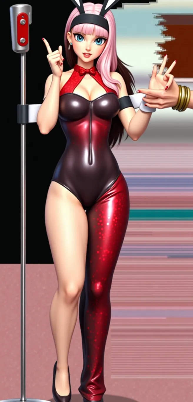 1 Girl donghua, Best quality, Ultra Detail, 8K, Ultra high realistic, Detailed face, Full body, standing, Ultra high realistic, Detailed face, (Blushing:1.3), Wet skin, Latex bra, Latex hot skirt, Ahegao face, beautiful breasts, body details, Oil skin, big thighs