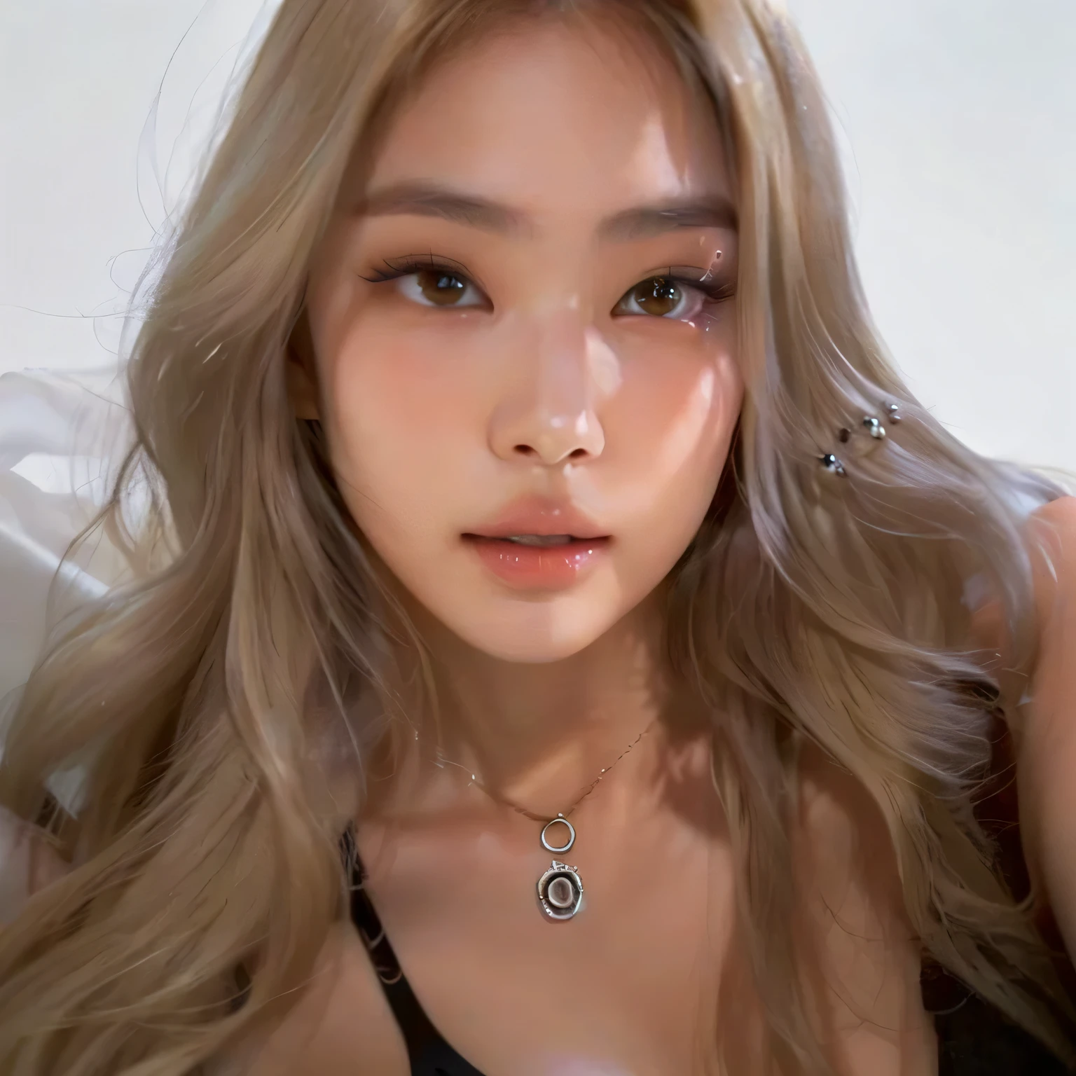 um close up de uma mulher com cabelos longos usando um top preto, parque roseanne de blackpink, jossi do blackpink, Lalisa Manobal, portrait of jossi do blackpink, Lalisa Manoban do Blackpink, tzuyu de duas vezes, imagem de perfil, coreana, Jinyoung Shin, 22 anos de idade, de 19 anos