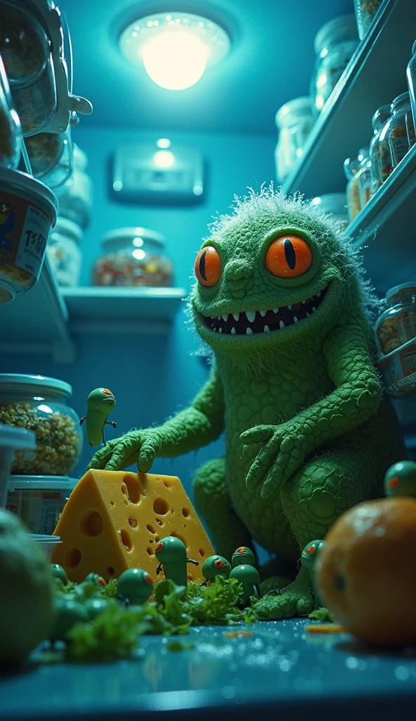 Lemon as rotten zombie omelette zombie  eyes cherry parrot horror breakfast horror, vegetables scary, hieronymus bosch, seb mckinnon, ivan shishkin