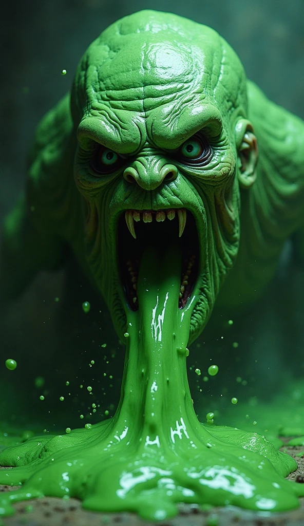 a close up of a green background with a face of a person, green goblin portrait, green slime dripping, green goblin, green skin, green slime, green skin!, green face, the green goblin, green colored skin, ooze, green skin. intricate, rotten green skin, green colored skin!!, aetherpunk airbrush digital art, green slime everywhere
