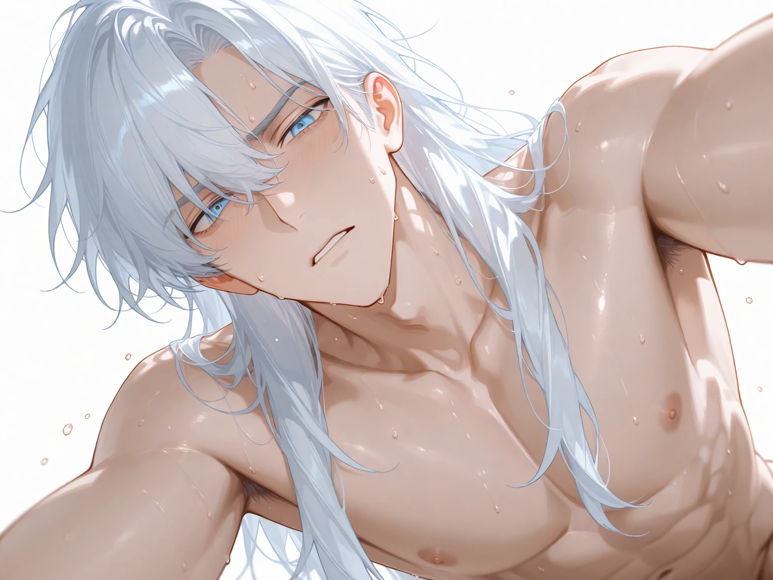 ((Detailed eyes, Shining eyes:1.2)),beautiful eyes,{best quality}, {very aesthetic}, {ultra-detailed}, {best illustration}, nsfw,{{2boys}},Big eyeballs,eyes wide open,look at viewer,(silver hair),( long hair), anal, man, penis,(Fox ears),(completely nude:1.8),Expanding the anus,Anal bulge,(cum on ass),(cum in anal),Cum in anus,naughty face,Long bangs down to the eyes,I can see the anus expanding,Erect nipples,((Eye contour emphasis)),No pubic hair,above shot, 2d,dooring,((blushing)),((pesis in ass)),((otoko no ko:1.8)),(fem boy),(flat chest),bukkake,hand on own ass,open mouth,