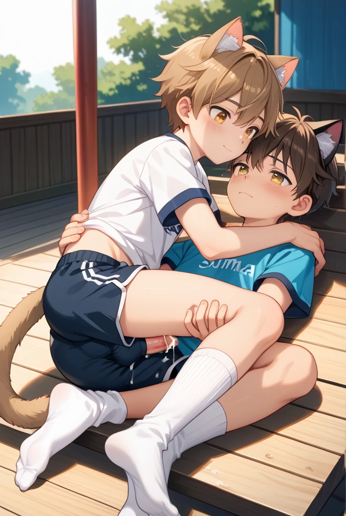 The human,shoun,Male child,Shota,fullnude,Erect,dog collar,Dog tail,Canine ears,livingroom,Dog Pose,Embarrassed look,pleasant sensation,on his back,arms on chest,Spread legs,masturbation,Looking at the camera,put out the tongue