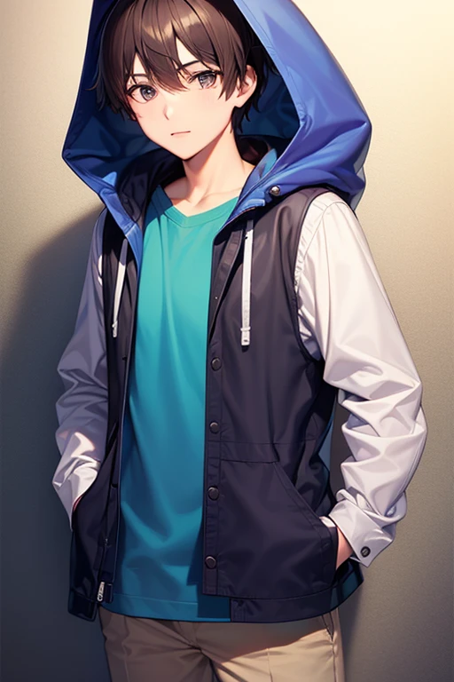 cowboy_shot, solo, 1boy, male, bashful, grey hair, grey eyes, dark blue parka, lens flare, Heath \(flower\), floral background <lora:Soejima_render_style_v01.09:1>