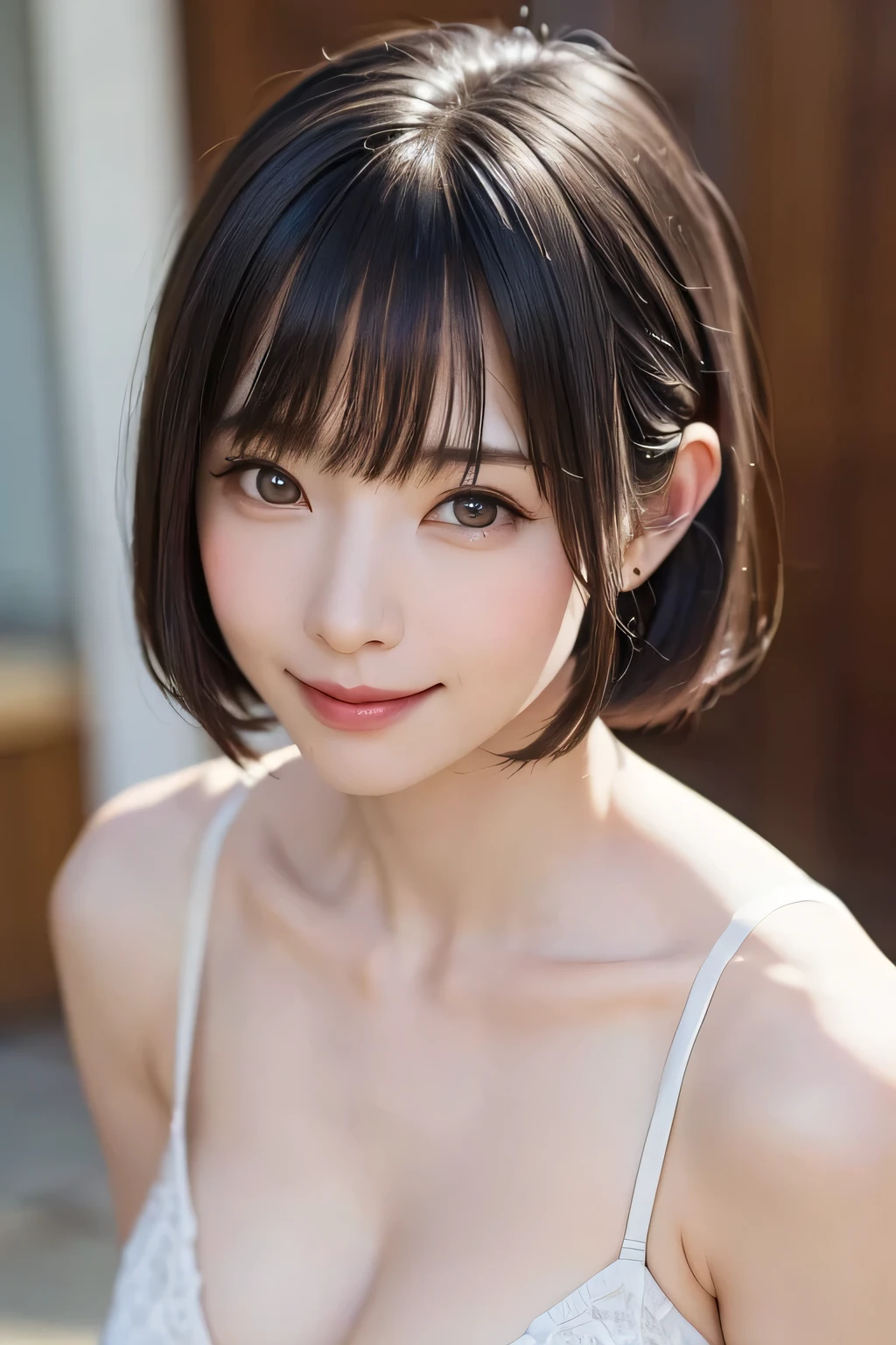 (Tabletop, Highest quality、Very attractive adult beauty、Add strong highlights to the eyes、Please look closely at the camera:1.4、A beautiful woman with adult charm、Ideal body proportions、Perfect Anatomy、Short brunette bob hair、Shiny Hair、Lip gloss),One Girl, solo, 明るい茶色のShiny Hair, Scarf,Realistic, Looking at the audience、Please tilt your head a little, Bright colored crystal light blue eyes, 短いShiny Hair、 chestの中央に穴が開いた白いタートルネックの服,chestの真ん中に丸い穴が開いたセクシーな白いタートルネックのニットセーター、 Lips, Lip gloss,Bans, Upper body、Big eyes、Eyelashes、Face is a little red、Embarrassing)、((Italian road system in winter))、((Short hair with bangs、Big eyes、Give students a very strong highlight、{huge|big|hugeな|Mega} chest:1.4、very bigger chest、Staring at the audience、Very beautiful beauty、Listen carefully、Long neck、Smile a little、Beautiful Teeth、Open your mouth and laugh、Heart-shaped pupils))、28 years old、Very cute supermodel、{gigantic|big|huge|mega} breasts, cleavage