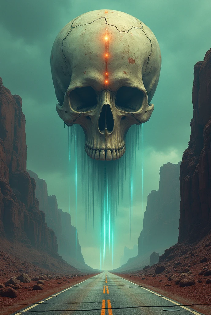 skull, art by David B. Mattingly, over the shoulder shot of a Male Ghost hunter, from inside of a Forest,