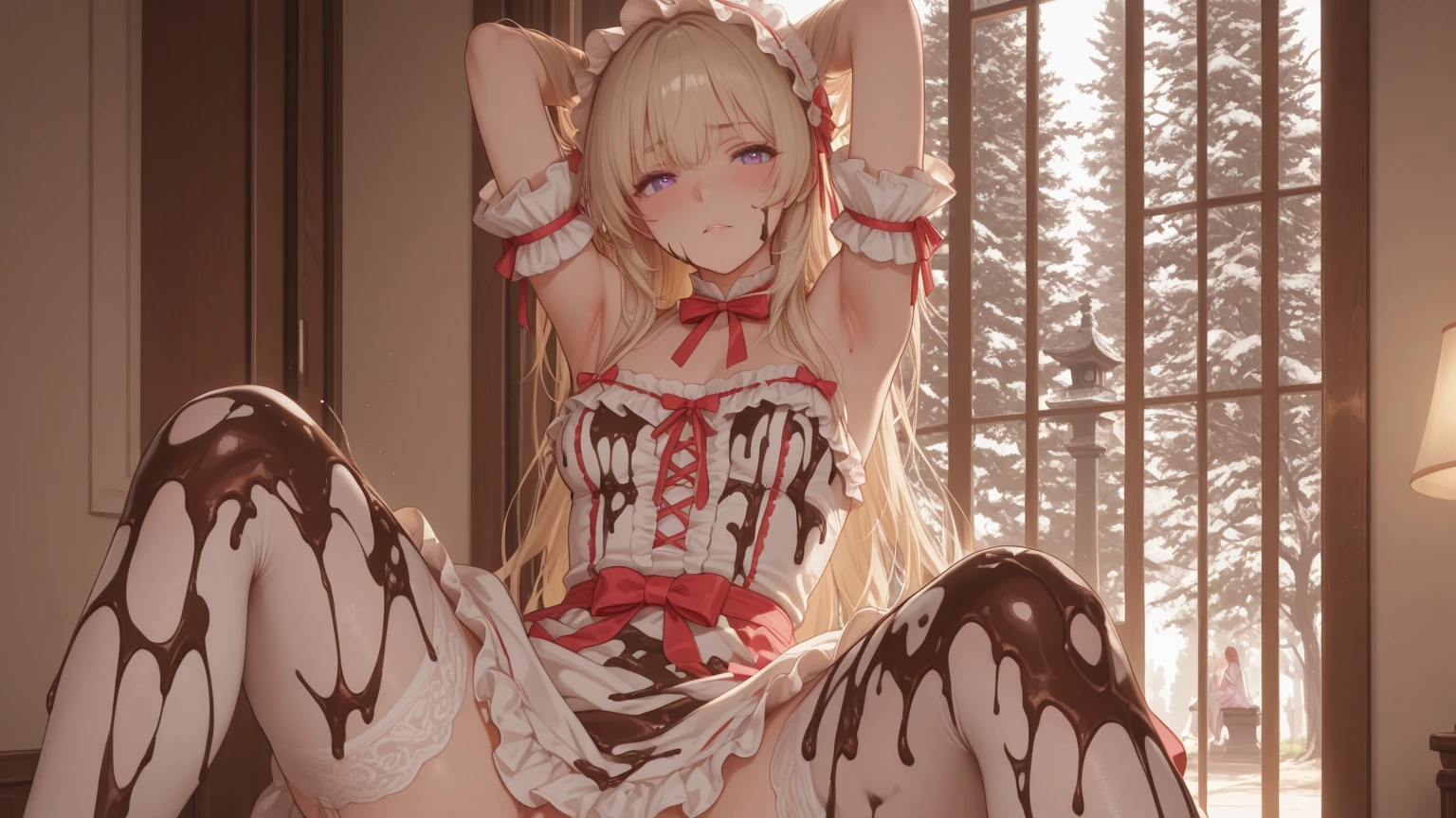 village girl,pumpkins,Halloween,Pigtails,a blond,odd eye,White stew,Warm steam,The room is filled with steam,dining,in a house,Rural atmosphere,Family gatherings,Multiple people,White liquid on the body,ecstacy,Arm restraint,cum on,cum shots,press,Severe convulsions,SEX,A large amount of white liquid dripping from the crotch,涎,AHE Face,Crotch wide open