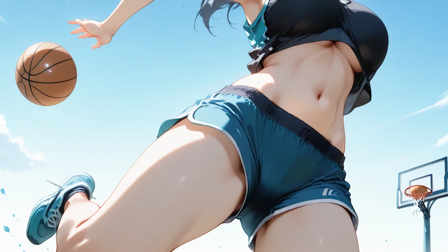 Female Athletes, ((masterpiece, Highest quality, Best image quality, High resolution, Realistic, RAW Photos, 8K)), ((非常に詳細な CG 統合 8K 壁紙)), (Huge and stunning goddess shot, Very hot and sexy, Incredible beauty, Perfect proportions, Beautiful body, Slim body beauty:1.4), Female Athletes on the track, スポーツブラを着用したFemale Athletes, (((High cut trunks))), shoes, Sweaty, White running sweatshirt, Outdoor, On a very hot day, Keep your hands on your hips、stand with feet apart, Look up at the sky, From behind, Amidst enthusiasm and cheers, With the right hands and fingers, Detailed skin and sweat、With bangs、(((Dynamic Fighting Pose)))、(Spread your legs:1.3)、Race number、School name on bib、Company name on bib,(((Looking straight at the camera)))、Blushing、(((Slender body)))