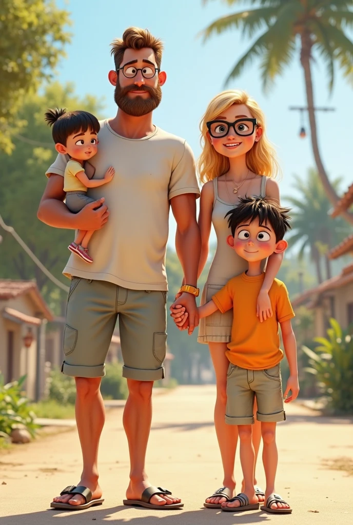 Men and women with cartoonish bodies are
