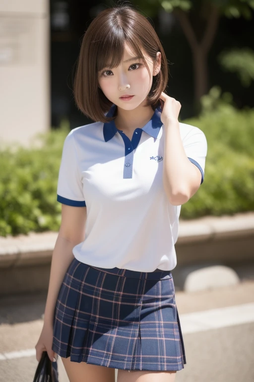 (highest quality:1.5)、(Realistic:1.5)、(1 person:1.5)、Very detailed、High resolution、8k、Medium breasts、Natural color lips、Cute Smile、Japanese women、20-year-old girl、Beautiful and elegant face、Perfect and beautiful face、Balanced big eyes、Brunette's eyes、Beautiful and elegant face、Natural double eyelids、Natural Bangs、Beautiful thin nose、Beautiful Skin、Medium Bob Hair、Natural Bangs、Perfect and beautiful face、Slim face and figure、Summer blue sky、Mountain Grass Park、Look at the viewers、socks、Beautiful belly button、Open the navel、Wearing clothes that expose the navel、(Staring at the camera with a sweet smile)、Bright lighting、Professional Lighting、Forward lighting、Beautiful legs:1.2、Smooth Skin、Slim Body、Slim waistline、slim thin thighs、(Sit on the grass)、White clover is blooming、Cleavage、((Bloomers, 紺色のBloomers:1.5)), ((White school gymnastics T-shirt:1.5))