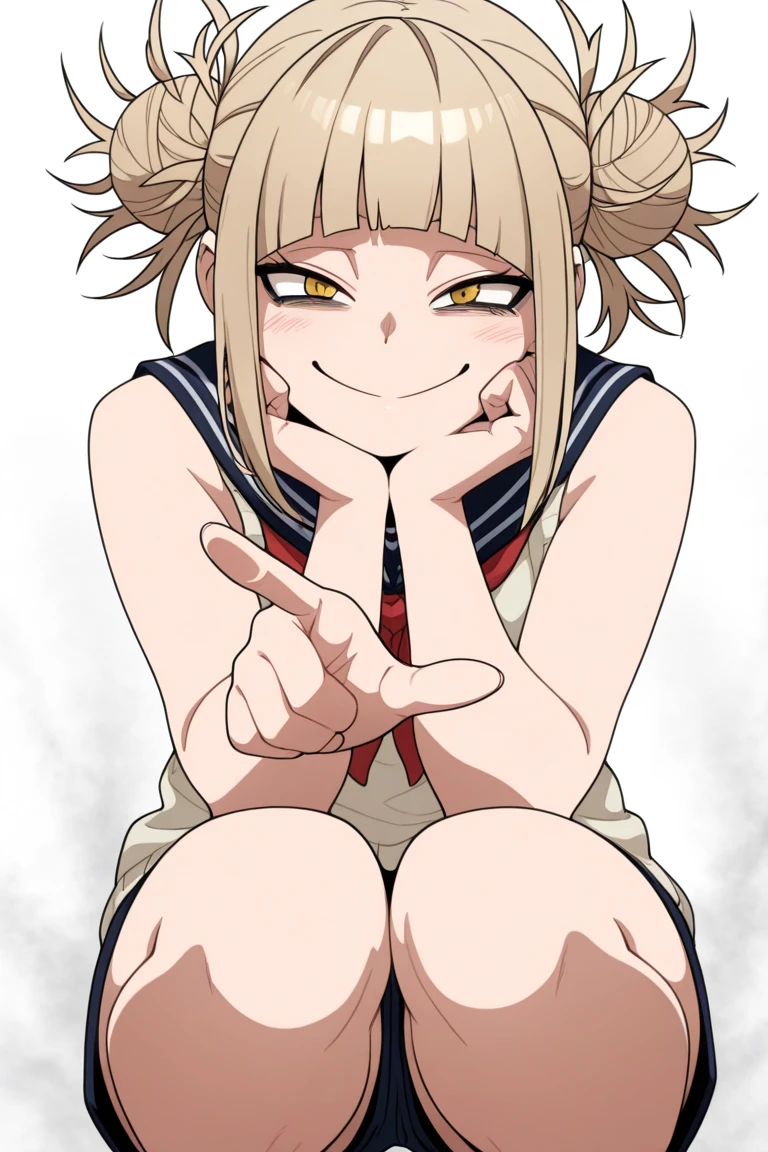 masterpiece, highest quality, highest quality, Very detailed, alone, Detailed face, Himiko Toga, , blonde, Smiling with teeth showing, psycho 笑face, Guess the face, Anime Style, Laughter, Seductive posture, Center of chest, highest quality, High resolution, Giant Woman, Small Town, Miniature cities, Explanation of the whole body, GTS, smile, Undressing, No clothes, Completely naked, Nipples, View your viewers, whole body, Nude photoshoot, so beautiful, Absurd, front,