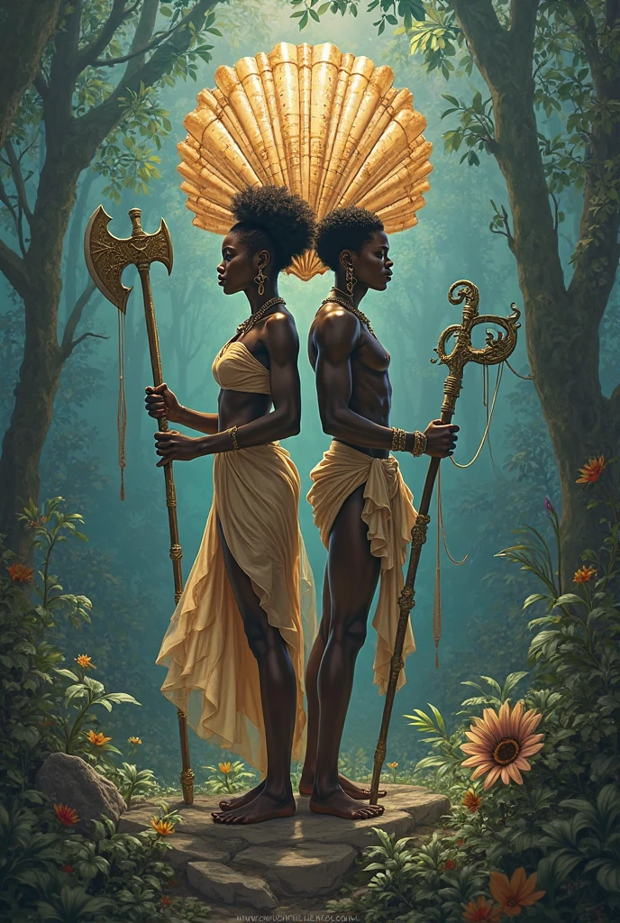 6. A mythological narrative in art deco style, featuring centaurs in a lake setting, with bottom lighting.