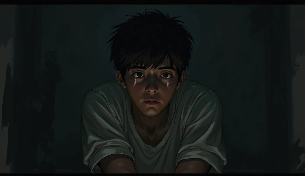 A high school boy is suffering from being strangled。Drooping