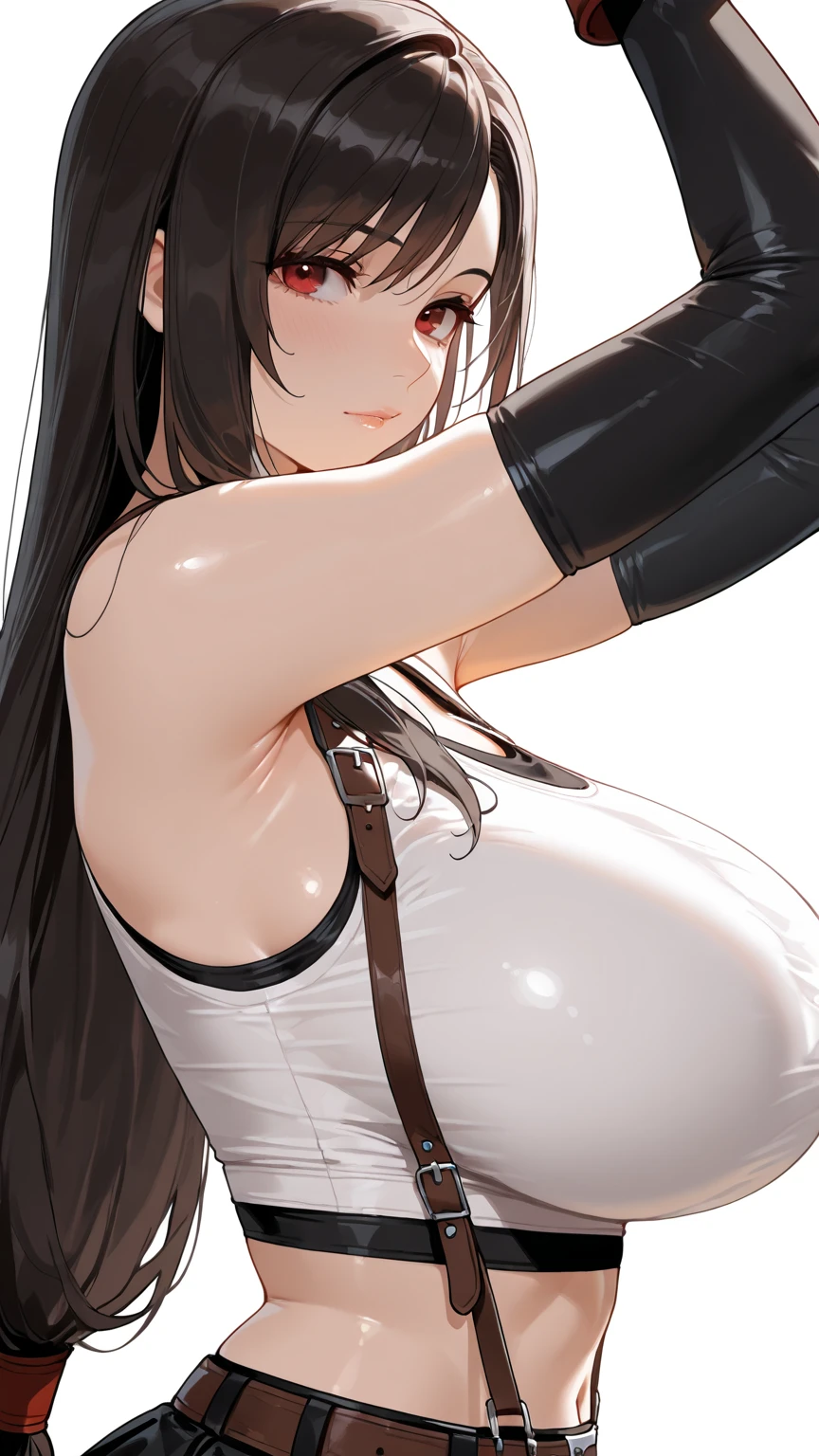 (absurdres, 8k, 4k, masterpiece, hyper extreme detailed:1.2), solo, 1girl, front view, perfect anatomy, cowboy shot, perfect face, 1girl, portrait, solo, Female, Mature Female, long hair, brown hair, white skirt, eyepatch, black eyepatch, annoyed, graphic t-shirt, swept bangs, brown eyes, brown eyes, White Shorts bound, bondage, (arms behind back:1.4), bdsm, tape gag, tape, tape bondage, restrained, taped thighs, taped legs, legs together, tape wrapped, wrap gag, shorts, t-shirt, messy hair, short, large bust, angry, large breasts, big breasts, forward view, shibari, bondage, bdsm, rope, half body,