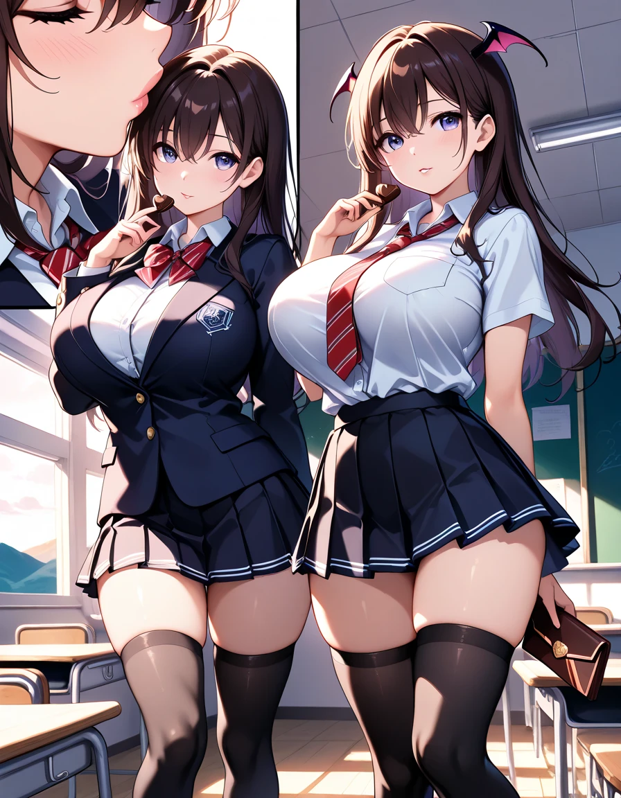 2 girls, smile, shirt, skirt, (small),((classroom:1.5))、、(blush:1.3)、((青いチェック柄のskirt:1.5))、Cowboy Shot、(skirt lift:1.3),(Highly detailed panties:1.3)、(Highly detailed white panties:1.3)、、(skirt that rolls up:1.3)、(Full-fledged panties:1.5)、,((Pure white cardigan))、((spoken heart:1.5))
