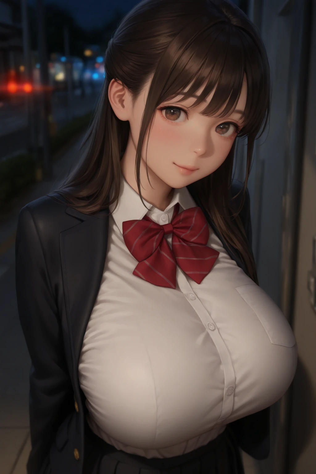 (ultra realistic,32k,RAW photo:1.1),(high detailed skin:1.1), 8k uhd, dslr, high quality, film grain, (makeup, mascara:1.1), lips,(thick\lips\),
(shiny glossy translucent clothing:1.1), <lora:sonoda_chiyoko_v1:0.7>aachiyoko, double bun, twintails, neck ribbon, yellow ribbon, collared shirt, sweater vest, blazer, black jacket, open clothes, long sleeves, plaid skirt, brown skirt, <lora:add_detail:0.96>, huge breast,
laying on back, from above, (upper body:1.1)
(busty:1.1) , (chubby:0.1),(volumetric lighting:1.2),<lora:LowRA:0.4>, dark theme, lighthouse, coastal beacon, ocean vistas, maritime