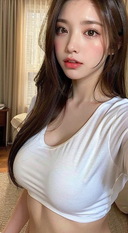 25 year old girl, Long brown hair, soft and loose, big natural breasts, Wide hips, sexy big butt, sexy thin waist, big blue eyes,big natural breasts, (( perfection of hands and feet)), (( perfect fingers))