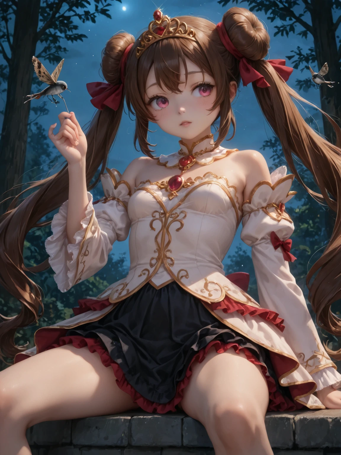 Deep in the forest,Blue Spring,Huge fallen tree,Ivy-covered tree々,Mysterious Light,
(from side), (lie on stomach), top-down bottom-up, smile, Open your mouth,
((Highest quality)), ((masterpiece)),(detailed),High resolution,Sharp focus,Perfect Face,One girl,(complete anatomy),
(非常にdetailed CG unity 8k wallpaper),(((Vibrant colors))),{best illustration},Perfect Fingers,
shiny 肌,very shiny 肌,Shiny body,plastic glitter 肌,exaggerated shiny 肌,illuminated skin,
Complex eyes,Beautiful fine details,Symmetrical eyes,Big eyes:1.5,Seductive eyes,(erection of nipple),
((detailedなボディ)),(detailedな顔)), cute,Lewd,erotic,Bold,Adult,Long legs,Mature Woman,
Rosetta,(Huge hips:1.2),(Huge breasts, Glamour:1.2),Purple rose head dress,Ahoge,purple rose decoration,
(Rose petals flying, 超High resolution),Wear an iridescent aura,
Invisible Light, Amazing shine, Neon red glow, The colors of another world,Bright colors, Ghostly Effects, Cleavage,Shoulder Bare,Garter Straps,gem,Black Opera Gloves,Black Dress,Black fishnet stockings,
紅いgemの付いた首飾り,