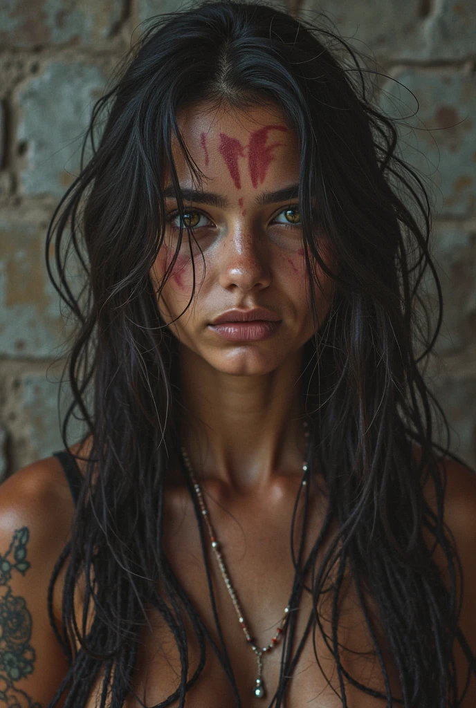 (Bart_newG),  Bart_newG is one Woman, standing, at beach, body shot of cinematic goddess, long straight bangs, long thin black hair, ela tem black hair with bangs, black hair with bangs, um close up de um Woman uma pintura facial, Woman , Amazonian indigenous peoples in Brazil, ayahuasca shaman, Portrait of a female warrior with red paint in her eyes, Facing the camera, look curiously at the camera, in the middle of a forest, Close up ((bimbo style))with black hair that is combed up, long black hair that is combed up, long black hair that is combed up, black hair that is combed up, bangs straight, black long straigh hair with bangs, black hair that is combed up, Jet black hair, long straight bangs, long thin black hair, ela tem black hair with bangs, black hair with bangs Bart_newG