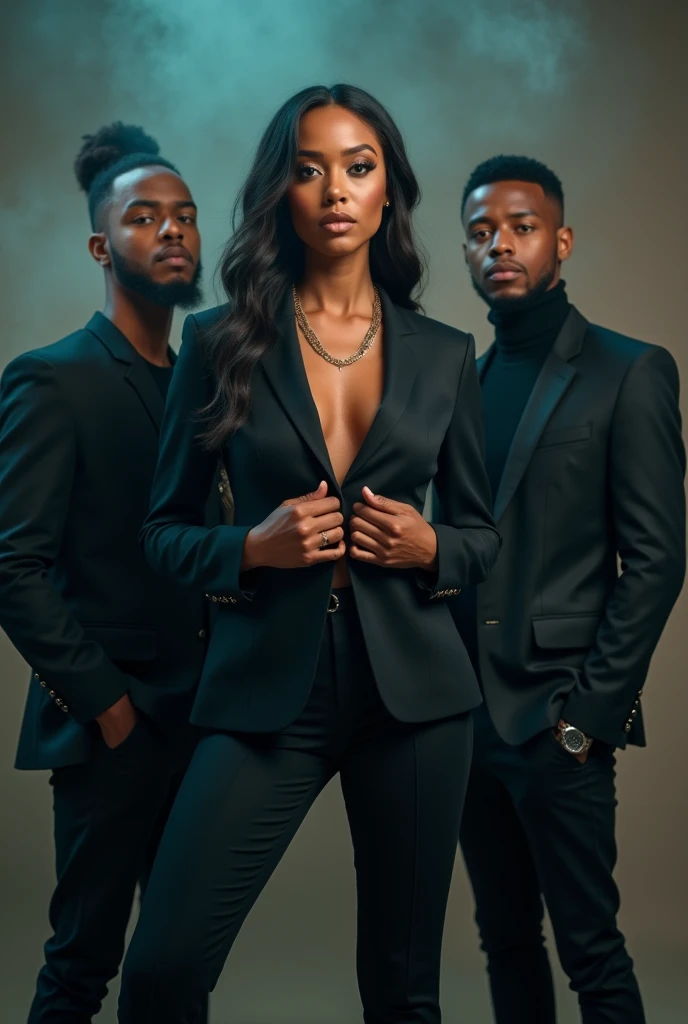 theRe aRe a gRoup of people standing togetheR in fRont of a Building, 5 feet apart, Banda, cRisp details, shot on the body, olhando de lado, pRomotional photo, cool appearance, By LaRi Pittman, high-waist, pRomotional image, R&B, cRisp detail, promo image, sunset, pRofile shot, High details!, pRomotional shot, sleek hands, Banda eloya