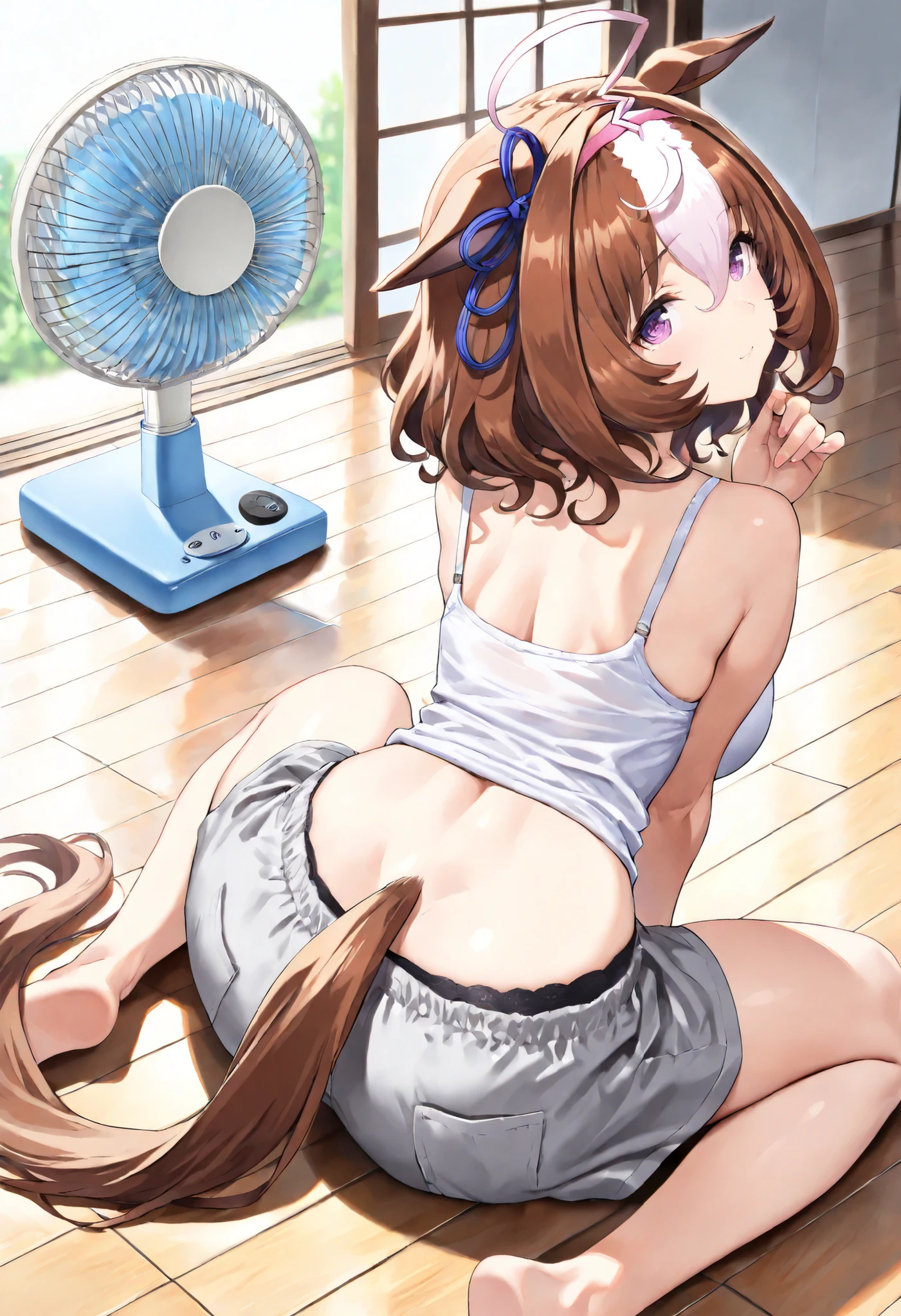(((Horse Girl))), (((Fine Motion))), 1 person, Thighs, On a luxurious red sofa, (((She&#39;s sticking her ass out here))), smile, Completely naked, (((Sexy panties with green embroidery))), High resolution, Her breasts are elegant and large., (((Legs wide open))),