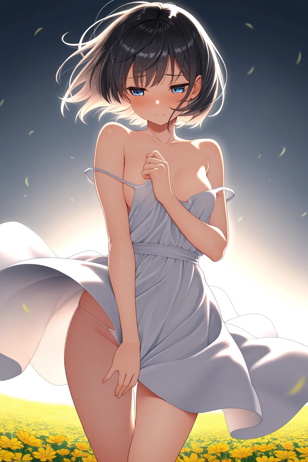 A beautiful woman wearing a low-cut dress