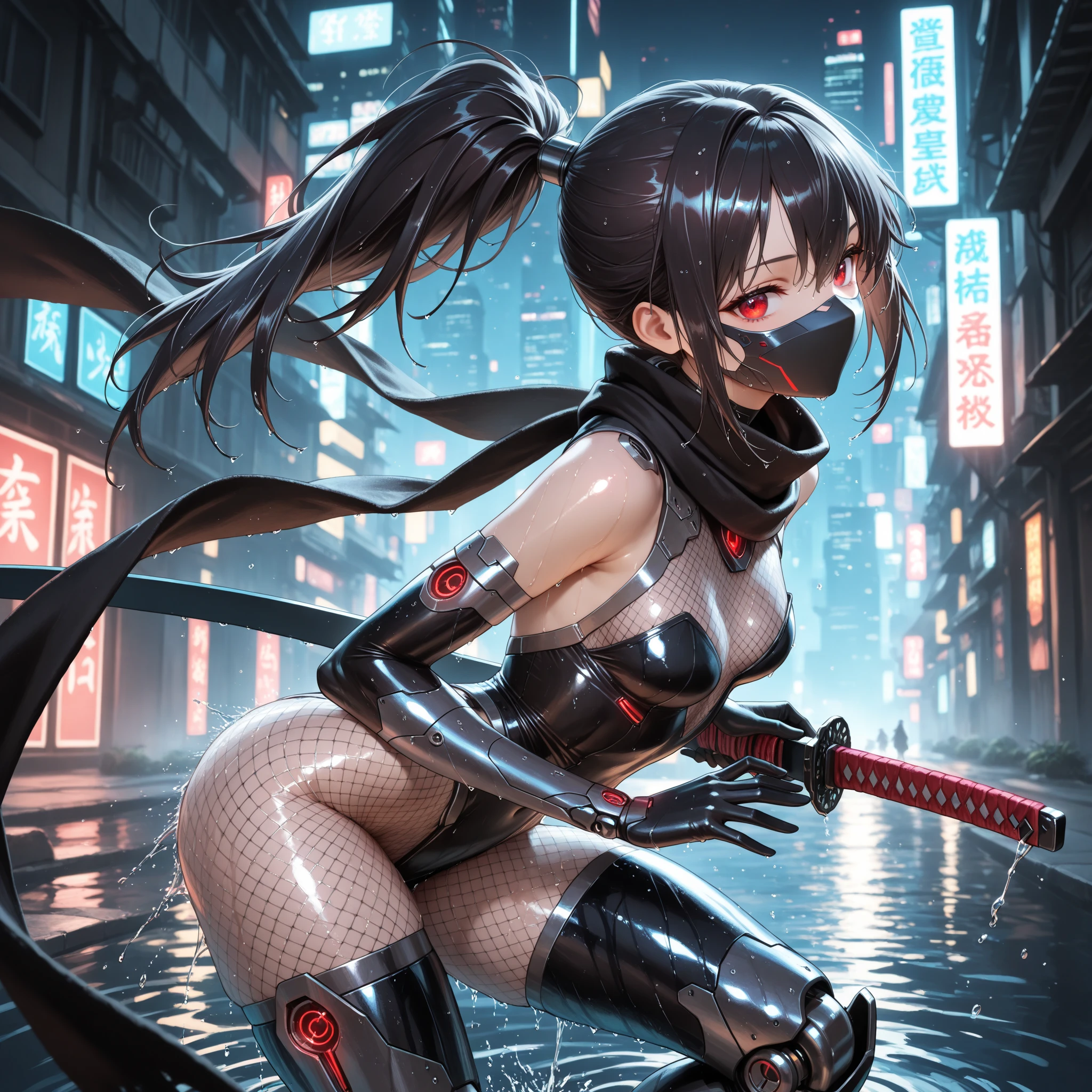 Oriental woman, cyberpunk, female android goddesses, female cyborg, tattooed body, full body, Tropical jungle background, insane detail, sharp focus, octane render, depth of field, realistic lighting, intricate, epic, ultra high quality model, 8k Ultra HD, film, cinematic lighting, detailed skin, ultra realistic, features, very metallic female cyborg