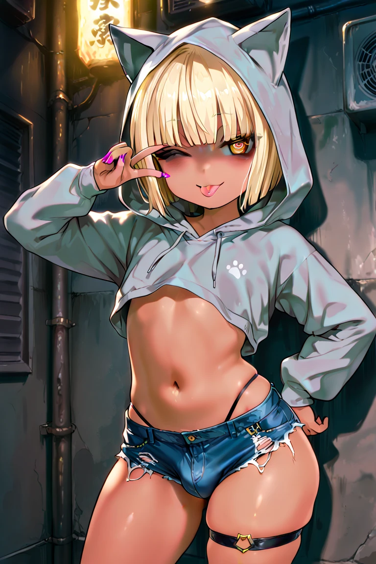 underboob、bellybutton、crop top look、Chibi T-shirt、Fashionable glasses、bra、striped pattern bra, striped pattern panties、Very Very Mini Skirt、Panty shot、arcade、game machine、Game bench、UFO Catcher、Purikura、Date、forehead、Girl、Girl、Short、Younger、Lower school year、Baby Face、flat chest、Angry face、Dynamic Angle、masterpiece、best quality、ultra-detail、There are customers around、I'm making a mess、Clothing
