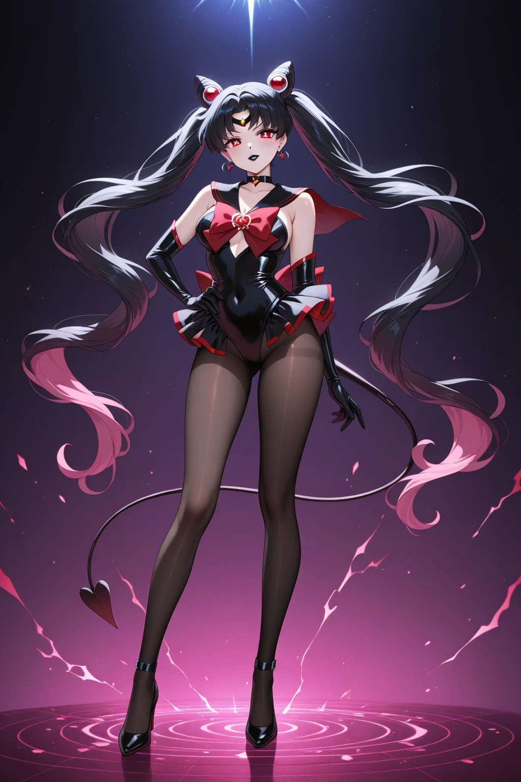 score_9, score_8_up, score_7_up, score_6_up, score_5_up, score_4_up, BREAK source_anime, <lora:EvlSM:0.7>, EvlSM, long legs, crescent, crescent facial mark, makeup, lipstick, mascara, eyeshadow, magical girl